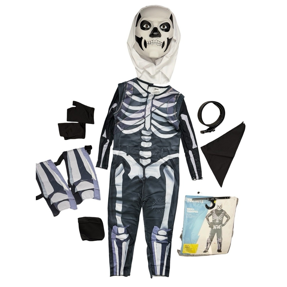 Spirit Fortnite Kids Skull Trooper Skeleton Costume Size M (8-10)